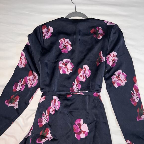 JOIE Floral Wrap Dress Size M Midnight Navy Blue Pink Miltona MSRP $398 NEW NWT - Picture 10 of 12